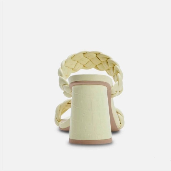 Dolce Vita Womens Paily Heels Leather Braided Sandal Lemon Creme Stella Size 6.5 - Picture 5 of 14